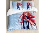 Copripiumino Abakuhaus Anime, Stile Digitale Futuristico, Antiacaro, Adatto A Chi Soffre Di Allergie, Con Federe, 200 Cm X 200 Cm - 80 X 80 Cm, Azzurro