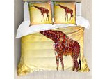 Abakuhaus Set Copripiumino Giraffa Per Letti Matrimoniali, Collo Lungo, Antiacaro, Adatto A Chi Soffre Di Allergie, Con Federe, Senape Multicolore