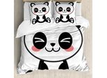 Copripiumino Abakuhaus Anime, Grafica Manga Giapponese, Antiacaro, Adatto A Chi Soffre Di Allergie, Con Federe, 155 Cm X 220 Cm - 80 X 80 Cm, Nero Bianco Grigio