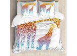 Abakuhaus Set Copripiumino Giraffa Per Letti Matrimoniali, Motivo Astratto Sfumato, Antiacaro, Adatto A Chi Soffre Di Allergie, Con Federe, Bianco Multicolore