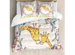 Abakuhaus Copripiumino Giraffa, Cartoon Madre E Bambino, Antiacaro Adatto A Chi Soffre Di Allergie Con Federe, 155 Cm X 220 Cm - 80 X 80 Cm, Multicolore