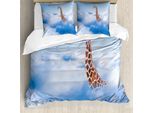 Abakuhaus Copripiumino Giraffa, Tema Fantasia Cielo, Antiacaro, Adatto A Chi Soffre Di Allergie, Con Federe, 155 Cm X 220 Cm - 80 X 80 Cm, Bianco-Marrone