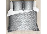 Abakuhaus Set Copripiumino In Damasco Per Letti Matrimoniali, Grigio Vittoriano, Antiacaro, Adatto A Chi Soffre Di Allergie, Con Federe, Grigio Chiaro E Verde