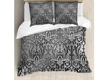 Abakuhaus Set Copripiumino Damascato Per Letti Matrimoniali, Classico Motivo Floreale In Rilievo, Antiacaro, Adatto A Chi Soffre Di Allergie, Con Federe, Grigio Antracite, Tortora Chiaro