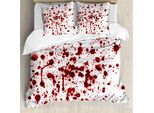 Abakuhaus Copripiumino Horror, Schizzi Di Sangue Scary, Antiacaro, Adatto A Chi Soffre Di Allergie, Con Federe, 200 Cm X 200 Cm - 80 X 80 Cm, Rosso-Bianco