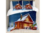 Abakuhaus Copripiumino Natalizio, Holz Lodge Truck, Antiacaro, Adatto A Chi Soffre Di Allergie, Con Federe, 155 Cm X 220 Cm - 80 X 80 Cm, Multicolore