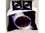 Abakuhaus Galaxis Copripiumino, Trippy Planet Cosmos, Antiacaro, Adatto A Chi Soffre Di Allergie, Con Federe, 200 Cm X 200 Cm - 80 X 80 Cm, Viola