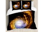 Abakuhaus Galaxis Copripiumino, Nebulosa Cosmica, Antiacaro, Adatto A Chi Soffre Di Allergie, Con Federe, 155 Cm X 220 Cm - 80 X 80 Cm, Arancione Nero