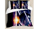 Abakuhaus Galaxis Copripiumino, Planet Earth Stardust, Antiacaro, Adatto A Chi Soffre Di Allergie, Con Federe, 200 Cm X 200 Cm - 80 X 80 Cm, Viola-Blu