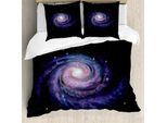 Abakuhaus Galaxis Copripiumino, Celestial Galaxy Dust, Antiacaro, Adatto A Chi Soffre Di Allergie, Con Federe, 155 Cm X 220 Cm - 80 X 80 Cm, Nero Viola