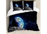 Abakuhaus Galaxis Copripiumino, Superficie Lunare Luna Design, Antiacaro, Adatto A Chi Soffre Di Allergie, Con Federe, 155 Cm X 220 Cm - 80 X 80 Cm, Grigio Blu Scuro