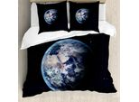 Abakuhaus Galaxis Copripiumino, Planet Scena Spaziale, Antiacaro Adatto A Chi Soffre Di Allergie Con Federe, 155 Cm X 220 Cm - 80 X 80 Cm, Blu Scuro Grigio