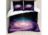 Abakuhaus Galaxis Copripiumino, Galaxy Nello Spazio, Antiacaro, Adatto A Chi Soffre Di Allergie, Con Federe, 155 Cm X 220 Cm - 80 X 80 Cm, Malva Nero