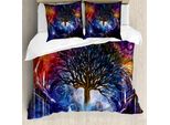 Abakuhaus Copripiumino Naturale, Albero Spoglio Hippie, Antiacaro Adatto A Chi Soffre Di Allergie Con Federe, 155 Cm X 220 Cm - 80 X 80 Cm, Blu Lilla