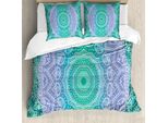 Abakuhaus Copripiumino Etnico, Mandala Geometrico, Antiacaro, Adatto A Chi Soffre Di Allergie, Con Federe, 155 Cm X 220 Cm - 80 X 80 Cm, Viola Verde