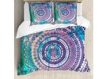 Abakuhaus Copripiumino Etnico, Mandala Eastern, Antiacaro, Adatto A Chi Soffre Di Allergie, Con Federe, 200 Cm X 200 Cm - 80 X 80 Cm, Viola E Blu