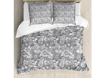 Abakuhaus Copripiumino Paisley, Foglia Persiana Digitale, Antiacaro, Adatto A Chi Soffre Di Allergie, Con Federe, 155 Cm X 220 Cm - 80 X 80 Cm, Grigio E Bianco