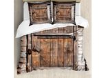 Abakuhaus Set Copripiumino Rustico Per Letti Matrimoniali, Foto Di Una Fattoria Con Porte In Legno, Antiacaro, Adatto A Chi Soffre Di Allergie, Con Federe, Multicolore