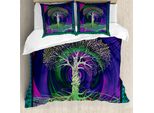 Abakuhaus Set Copripiumino Psichedelico Per Letti Matrimoniali, Albero Psichedelico, Antiacaro, Adatto A Chi Soffre Di Allergie, Con Federe, Multicolore