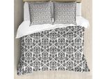 Abakuhaus Copripiumino Blume, Floral Paisley Oriental, Antiacaro E Anallergico Con Federe, 155 Cm X 220 Cm - 80 X 80 Cm, Bianco E Nero