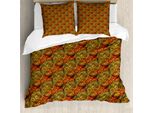 Abakuhaus Copripiumino Paisley, Motivo Astratto, Antiacaro, Adatto A Chi Soffre Di Allergie, Con Federe, 155 Cm X 220 Cm - 80 X 80 Cm, Reseda, Verde, Arancione