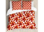 Abakuhaus Copripiumino Con Fiori, Papaveri Rossi, Antiacaro, Adatto A Chi Soffre Di Allergie, Con Federe, 155 Cm X 220 Cm - 80 X 80 Cm, Rosso E Bianco
