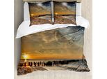Abakuhaus Copripiumino, Eclissi Solare, Antiacaro, Adatto A Chi Soffre Di Allergie, Con Federe, 155 Cm X 220 Cm - 80 X 80 Cm, Arancione Crema