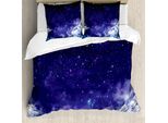 Abakuhaus Copripiumino, Notte Da Sogno Con Stelle, Antiacaro Adatto A Chi Soffre Di Allergie Con Federe, 200 Cm X 200 Cm - 80 X 80 Cm, Viola Bianco