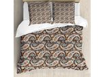 Abakuhaus Copripiumino Paisley, Vintage Oriental Ethnic, Antiacaro E Anallergico Con Federe, 200 Cm X 200 Cm - 80 X 80 Cm, Rosso Legno E Blu Grigio