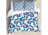 Abakuhaus Copripiumino Blume, Vibrant Vintages Shabby, Antiacaro, Adatto A Chi Soffre Di Allergie, Con Federe, 200 Cm X 200 Cm - 80 X 80 Cm, Blu Viola Grigio