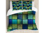 Abakuhaus Copripiumino Colorato, Bohem Geometrico Moderno, Antiacaro, Adatto A Chi Soffre Di Allergie, Con Federe, 200 Cm X 200 Cm - 80 X 80 Cm, Blu Verde
