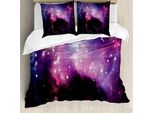 Abakuhaus Copripiumino, Immagine Nebula Cosmos, Antiacaro, Adatto A Chi Soffre Di Allergie, Con Federe, 200 Cm X 200 Cm - 80 X 80 Cm, Viola-Blu