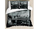 Abakuhaus New York Copripiumino, Nyc In Bianco E Nero, Antiacaro, Adatto A Chi Soffre Di Allergie, Con Federe, 155 Cm X 220 Cm - 80 X 80 Cm, Grigio