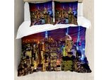 Abakuhaus New York Copripiumino, Fourth Of July Day Usa, Antiacaro, Adatto A Chi Soffre Di Allergie, Con Federe, 200 Cm X 200 Cm - 80 X 80 Cm, Viola, Giallo