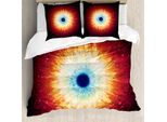 Abakuhaus Copripiumino, Galaxy Con Stelle, Antiacaro, Adatto A Chi Soffre Di Allergie, Con Federe, 155 Cm X 220 Cm - 80 X 80 Cm, Arancione Blu