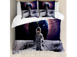Abakuhaus Copripiumino, Brace Astronaut Cosmos, Antiacaro, Adatto A Chi Soffre Di Allergie, Con Federe, 200 Cm X 200 Cm - 80 X 80 Cm, Grigio Magenta
