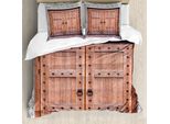 Abakuhaus Copripiumino Rustico, Porta In Legno Antico Francese, Antiacaro, Adatto A Chi Soffre Di Allergie, Con Federe, 200 Cm X 200 Cm - 80 X 80 Cm, Marrone E Crema