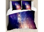 Abakuhaus Copripiumino, Stelle In Supernova Sky, Antiacaro Adatto A Chi Soffre Di Allergie Con Federe, 155 Cm X 220 Cm - 80 X 80 Cm, Blu Scuro Viola
