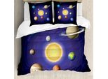 Abakuhaus Copripiumino, Sistema Solare Con Pianeti, Antiacaro, Adatto A Chi Soffre Di Allergie, Con Federe, 155 Cm X 220 Cm - 80 X 80 Cm, Multicolore