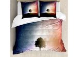 Abakuhaus Copripiumino, Albero Sul Campo Con Stelle, Antiacaro, Adatto A Chi Soffre Di Allergie, Con Federe, 155 Cm X 220 Cm - 80 X 80 Cm, Magenta E Blu