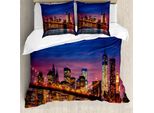 Abakuhaus New York Set Copripiumino Per Letti Matrimoniali, Luci Della Città, Antiacaro, Adatto A Chi Soffre Di Allergie, Con Federe, Multicolore