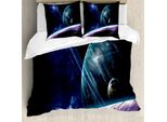 Abakuhaus Copripiumino, Universo Con Pianeti, Antiacaro Adatto A Chi Soffre Di Allergie Con Federe, 200 Cm X 200 Cm - 80 X 80 Cm, Blu Lilla