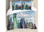 Abakuhaus New York Copripiumino, Liberty Nyc, Antiacaro, Adatto A Chi Soffre Di Allergie, Con Federe, 155 Cm X 220 Cm - 80 X 80 Cm, Blu Menta