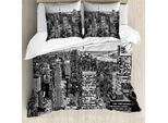 Abakuhaus New York Copripiumino, New York Manhattan, Antiacaro, Adatto A Chi Soffre Di Allergie, Con Federe, 155 Cm X 220 Cm - 80 X 80 Cm, Grigio