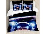 Abakuhaus Copripiumino Gatto, Divertente Astronauta Gatto, Antiacaro, Adatto A Chi Soffre Di Allergie, Con Federe, 200 Cm X 200 Cm - 80 X 80 Cm, Blu E Bianco
