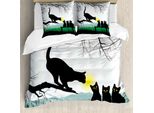 Abakuhaus Copripiumino Gatto, Mamma Gatto E Gattini, Antiacaro, Adatto A Chi Soffre Di Allergie, Con Federe, 200 Cm X 200 Cm - 80 X 80 Cm, Multicolore