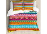 Abakuhaus Copripiumino Colorato, A Righe Con Cuori, Antiacaro, Adatto A Chi Soffre Di Allergie, Con Federe, 155 Cm X 220 Cm - 80 X 80 Cm, Multicolore