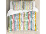 Abakuhaus Copripiumino A Righe, Linee Verticali A Spirale, Antiacaro, Adatto A Chi Soffre Di Allergie, Con Federe, 155 Cm X 220 Cm - 80 X 80 Cm, Multicolore