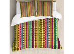 Copripiumino Abakuhaus Retro, Strisce Astratte Colorate, Antiacaro, Adatto A Chi Soffre Di Allergie, Con Federe, 155 Cm X 220 Cm - 80 X 80 Cm, Multicolore