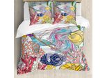 Abakuhaus Copripiumino Sirena, Mare Fugace Barriere Coralline, Antiacaro Adatto A Chi Soffre Di Allergie Con Federe, 155 Cm X 220 Cm - 80 X 80 Cm, Multicolore